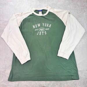 Reebok NFL New York Jets Shirt Men's XL Green White Long Sleeve Raglan